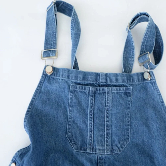French Connection Blue Shadow Dungarees Denim Overalls Med - Picture 13 of 16